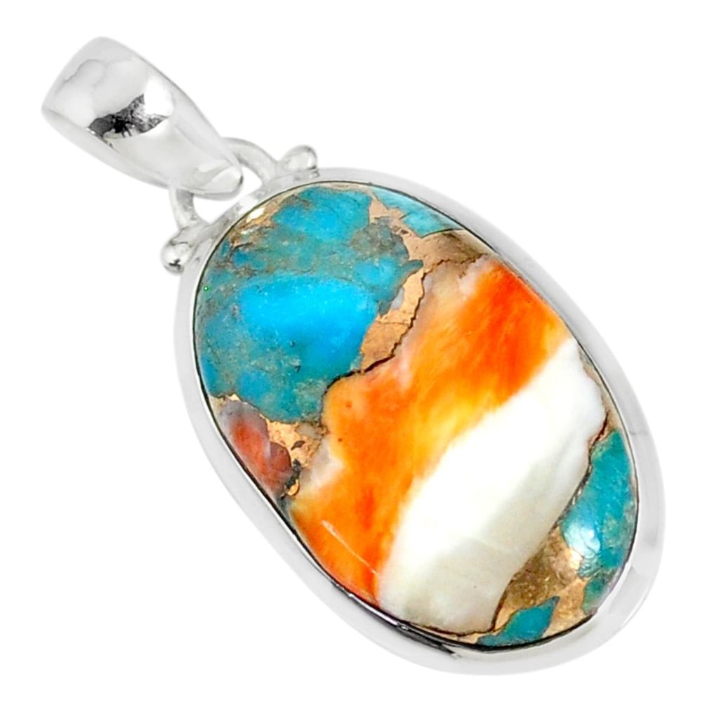 15.26cts spiny oyster arizona turquoise 925 sterling silver pendant r81173