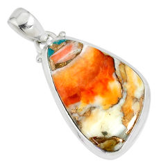 14.25cts spiny oyster arizona turquoise 925 sterling silver pendant r81175