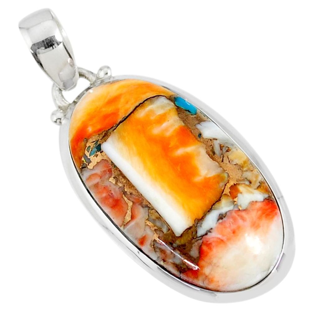 19.42cts spiny oyster arizona turquoise 925 sterling silver pendant r81176