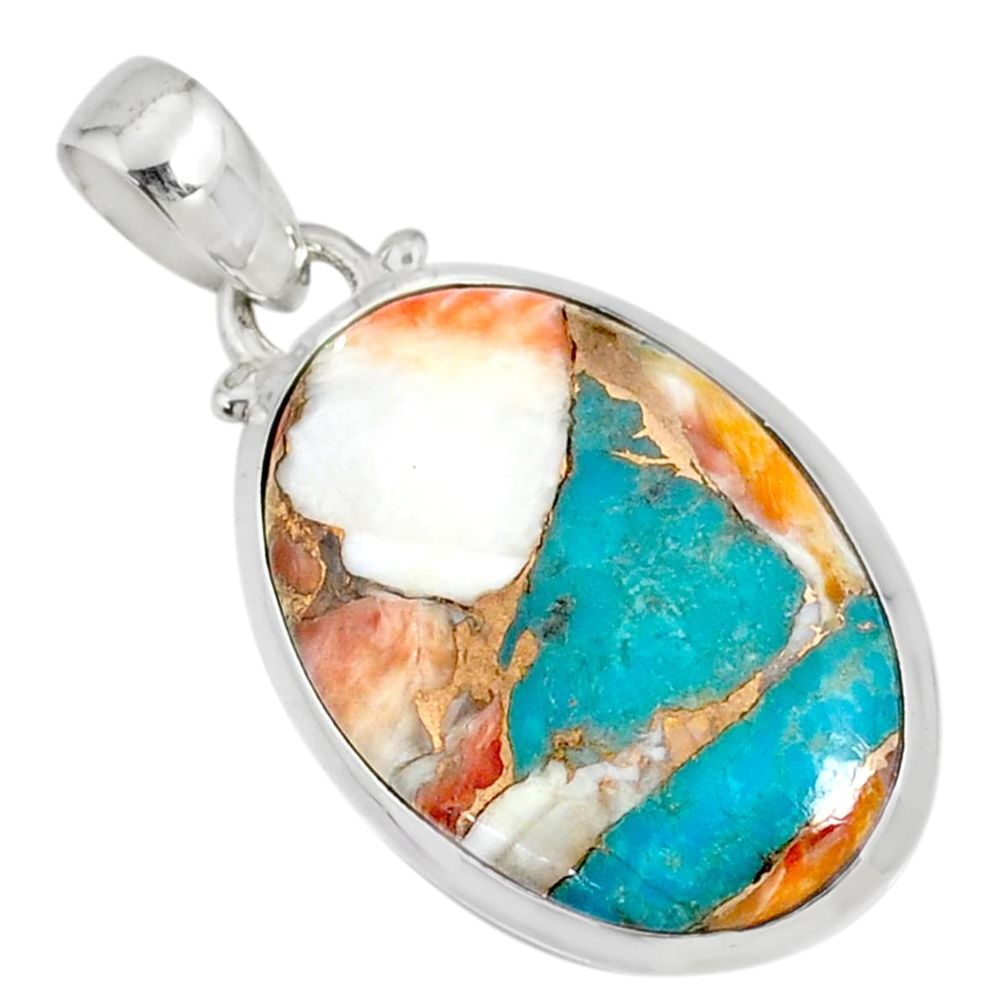 14.22cts spiny oyster arizona turquoise 925 sterling silver pendant r81180