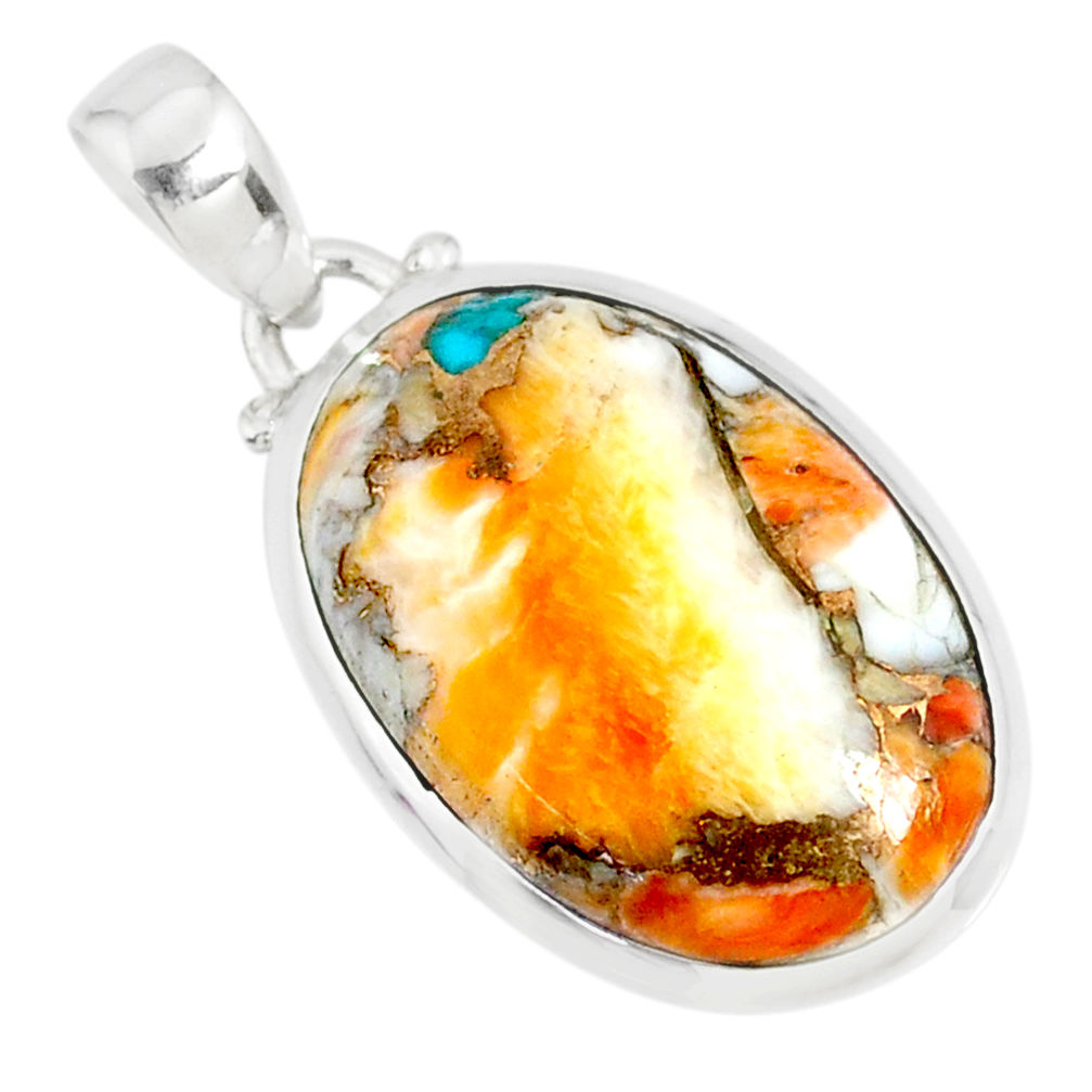 14.25cts spiny oyster arizona turquoise 925 sterling silver pendant r81202