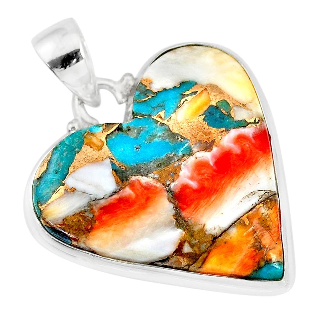 16.73cts spiny oyster arizona turquoise 925 sterling silver pendant r83201