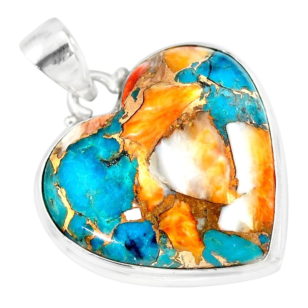 18.15cts spiny oyster arizona turquoise 925 sterling silver pendant r83203