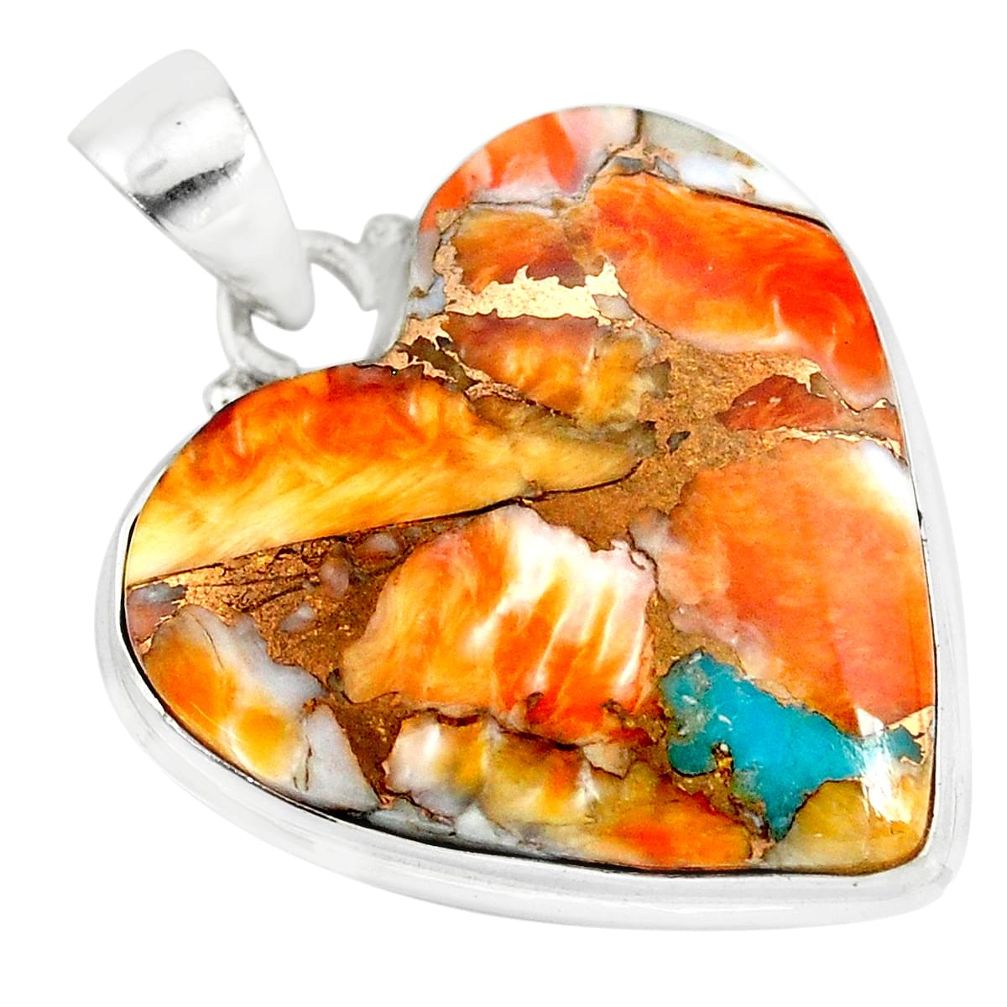 20.07cts spiny oyster arizona turquoise 925 sterling silver pendant r83205