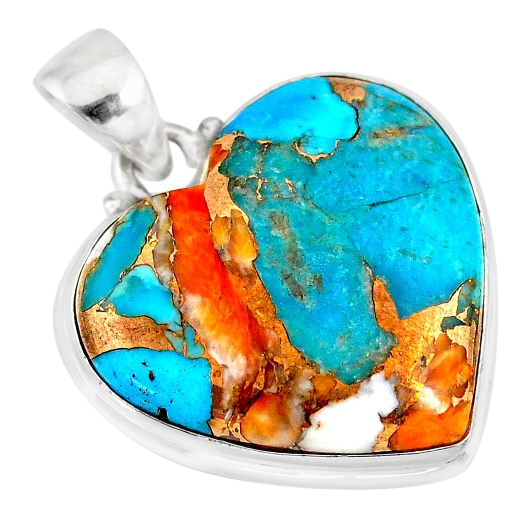 17.18cts spiny oyster arizona turquoise 925 sterling silver pendant r83222