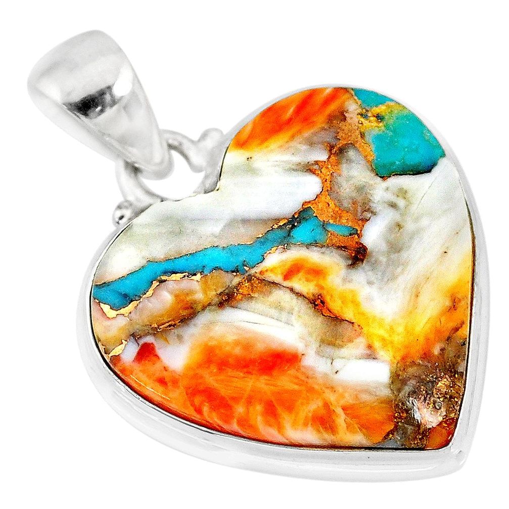 16.20cts spiny oyster arizona turquoise 925 sterling silver pendant r83223