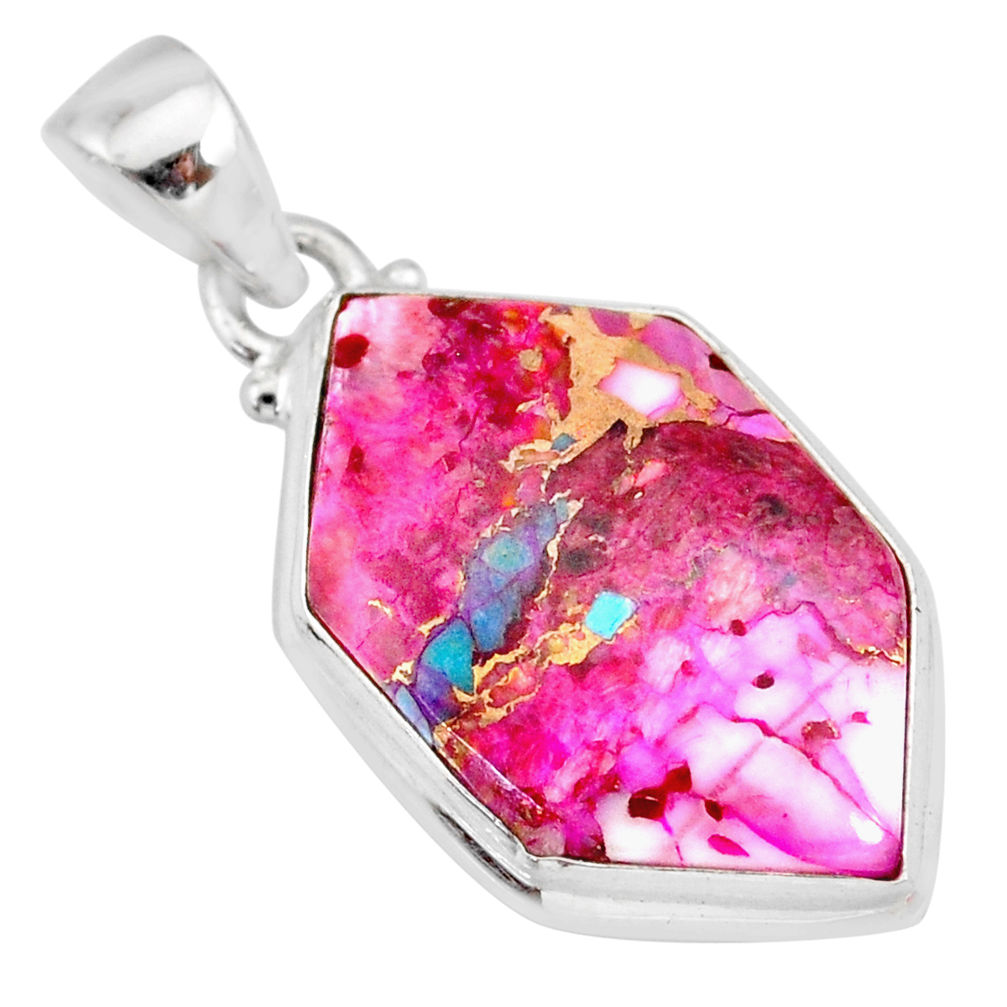 12.58cts spiny oyster arizona turquoise 925 sterling silver pendant r83384