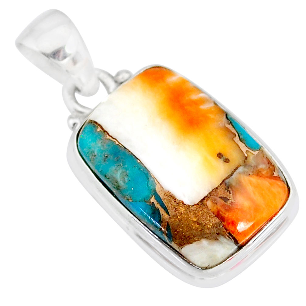 12.58cts spiny oyster arizona turquoise 925 sterling silver pendant r83426