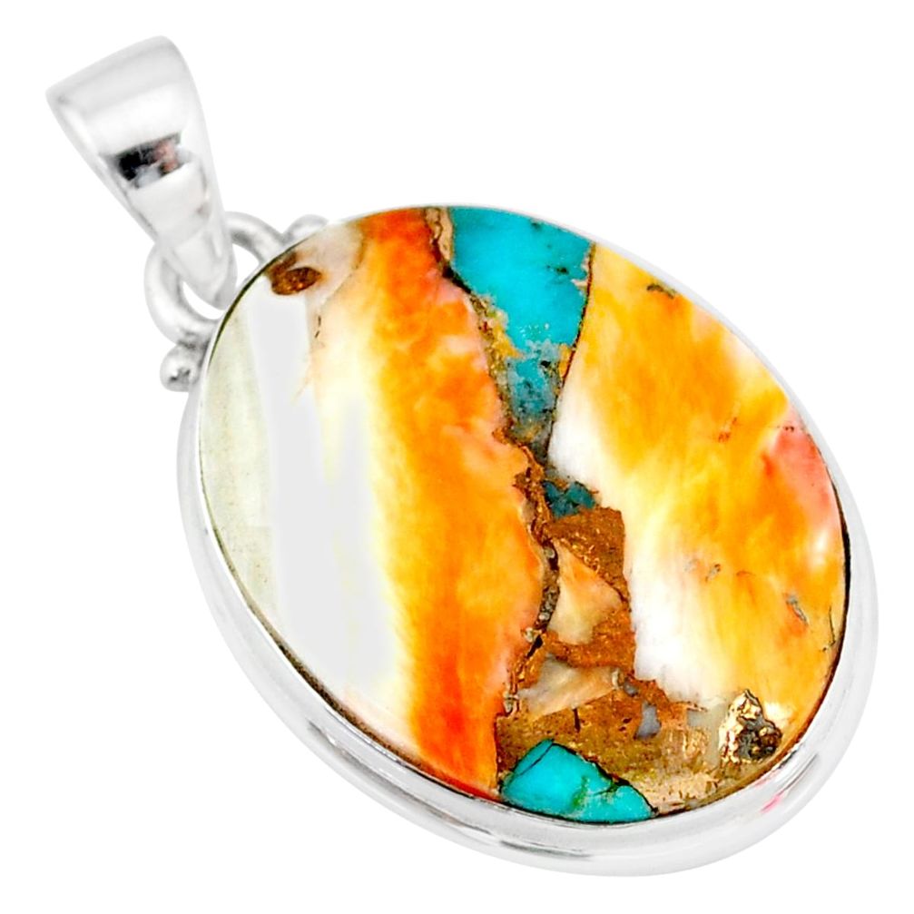 14.65cts spiny oyster arizona turquoise 925 sterling silver pendant r83428