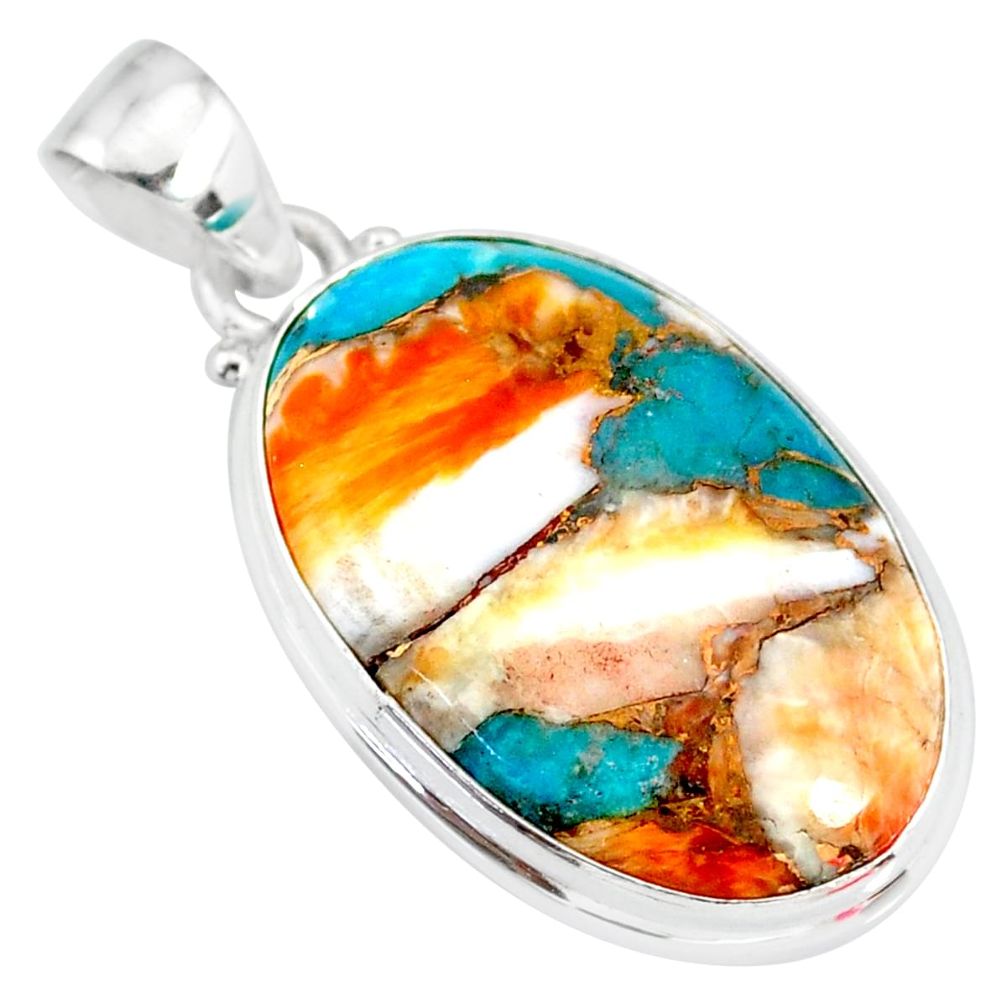 15.08cts spiny oyster arizona turquoise 925 sterling silver pendant r83432