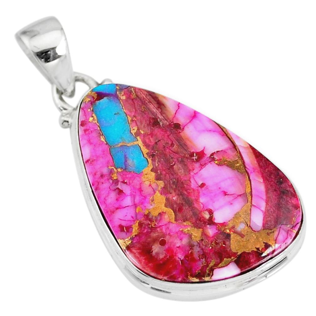 15.65cts spiny oyster arizona turquoise 925 sterling silver pendant r83460