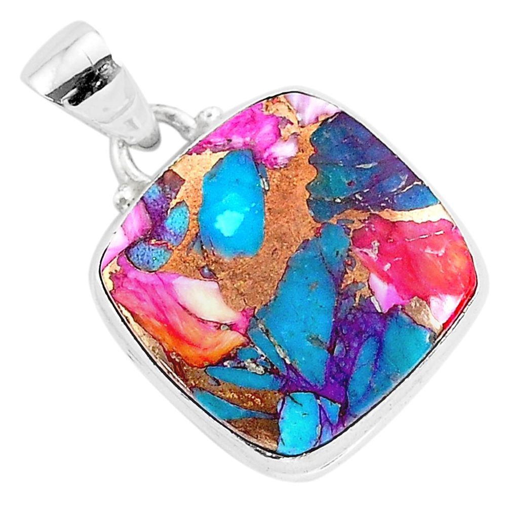 14.07cts spiny oyster arizona turquoise 925 sterling silver pendant r93472