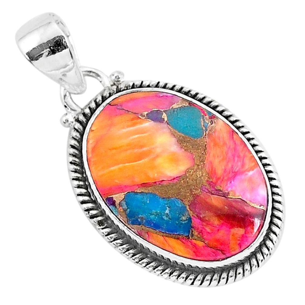 13.70cts spiny oyster arizona turquoise 925 sterling silver pendant r93481