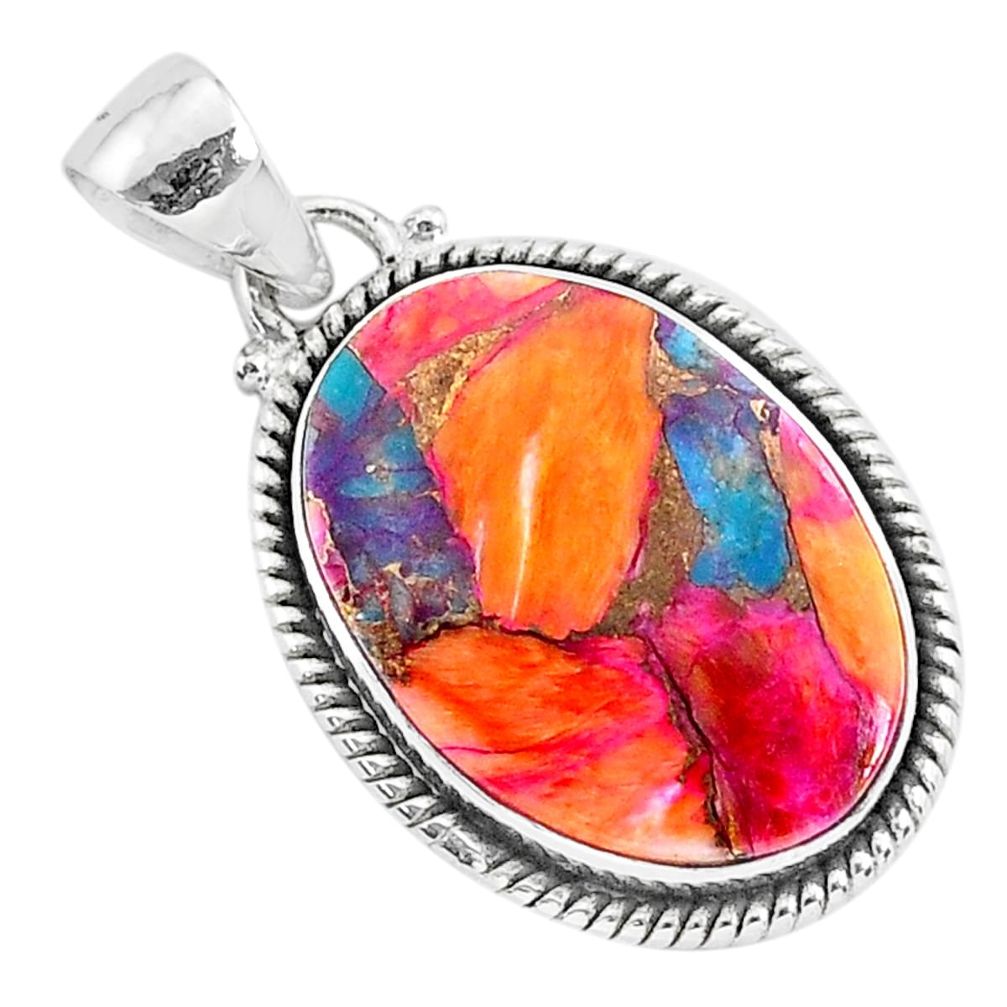 12.60cts spiny oyster arizona turquoise 925 sterling silver pendant r93483