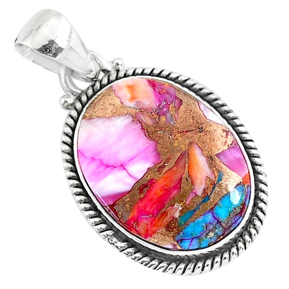 15.08cts spiny oyster arizona turquoise 925 sterling silver pendant r93486