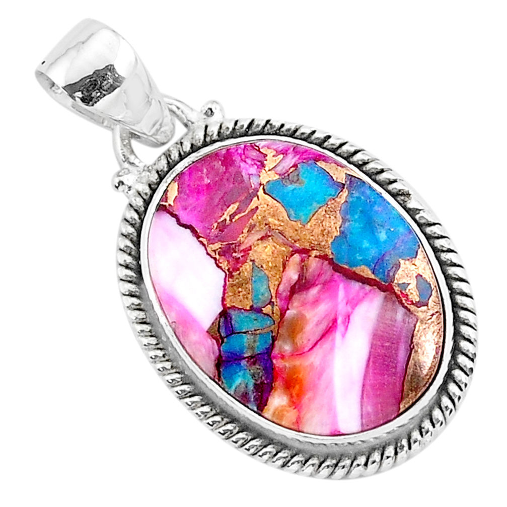 14.18cts spiny oyster arizona turquoise 925 sterling silver pendant r93489