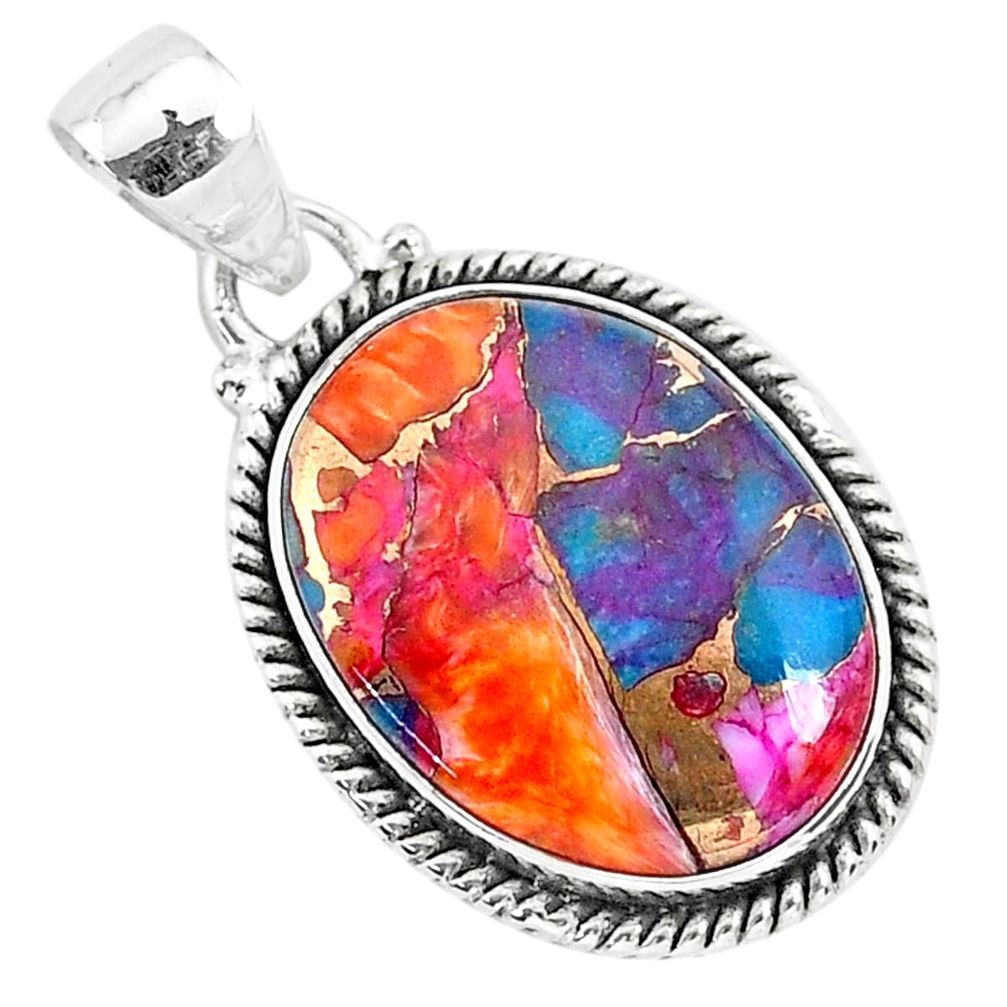 13.70cts spiny oyster arizona turquoise 925 sterling silver pendant r93498