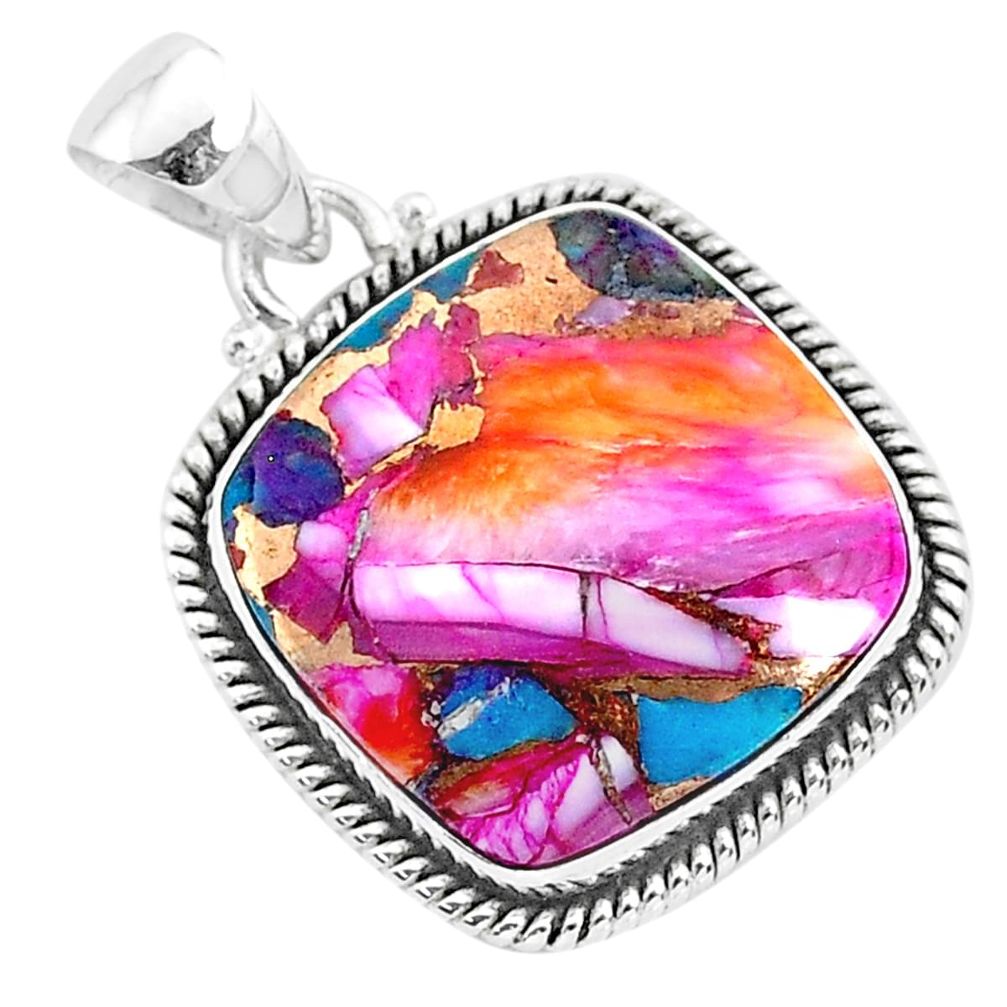 16.20cts spiny oyster arizona turquoise 925 sterling silver pendant r93501