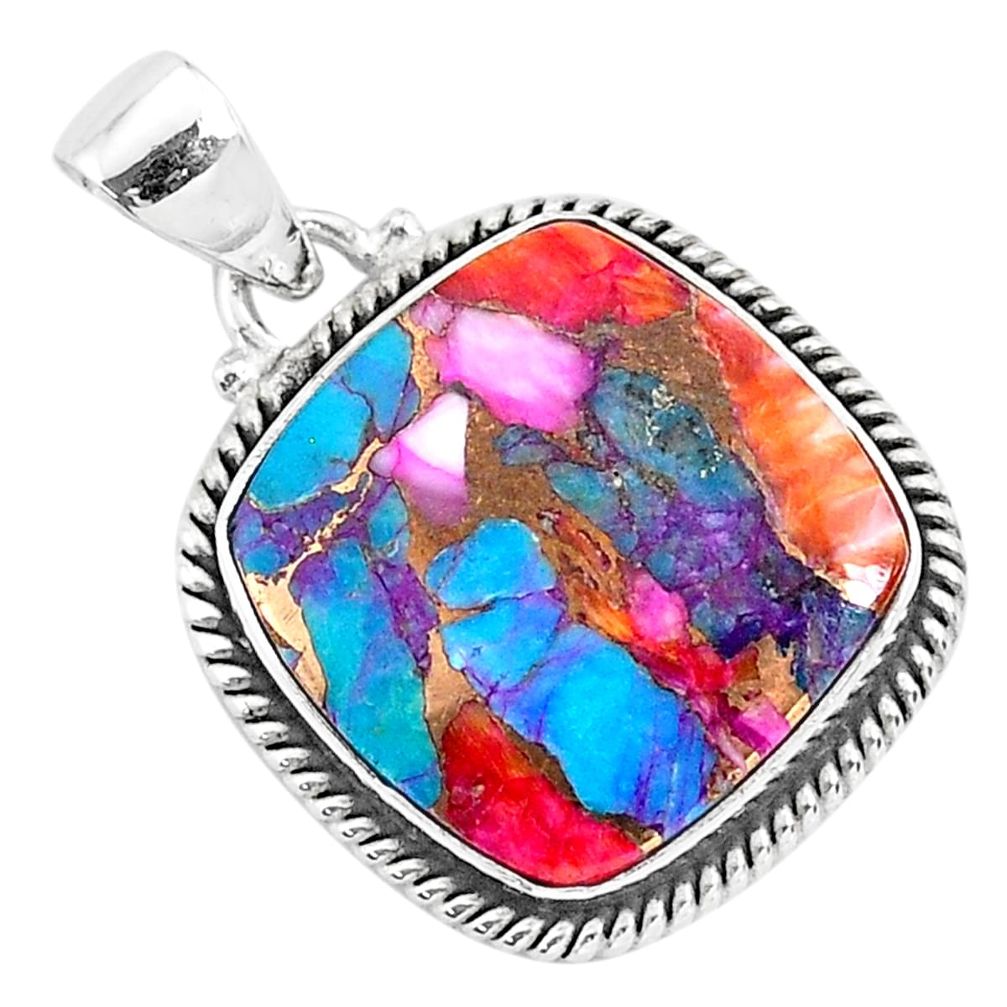 14.68cts spiny oyster arizona turquoise 925 sterling silver pendant r93503