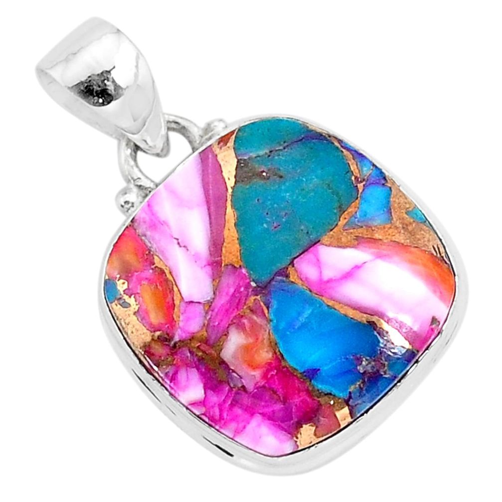 13.73cts spiny oyster arizona turquoise 925 sterling silver pendant r93508