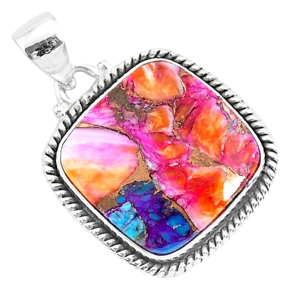 15.67cts spiny oyster arizona turquoise 925 sterling silver pendant r93517