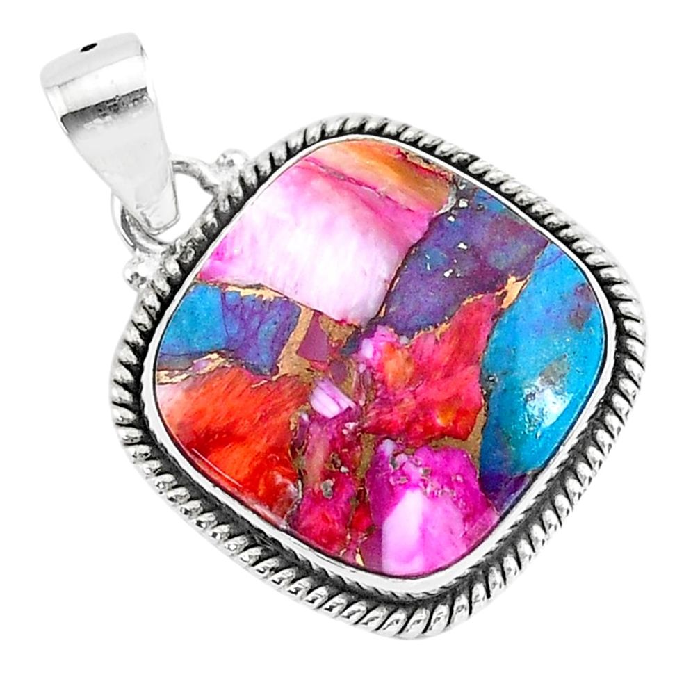 15.67cts spiny oyster arizona turquoise 925 sterling silver pendant r93520