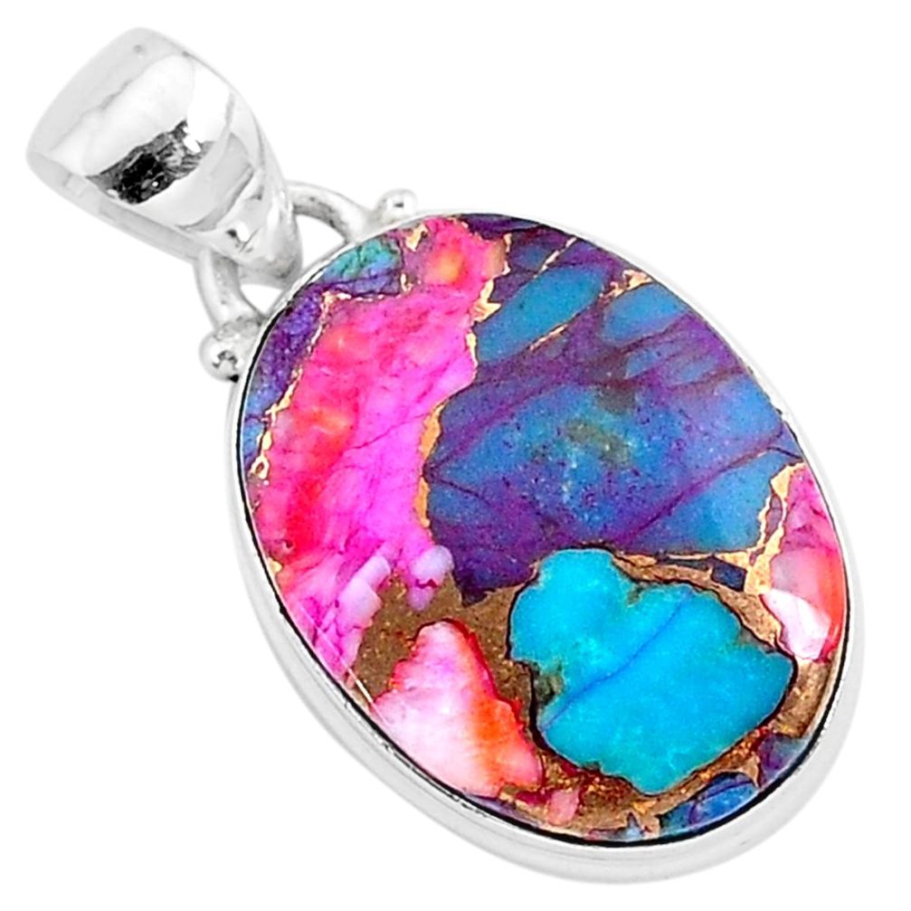 11.23cts spiny oyster arizona turquoise 925 sterling silver pendant r93538