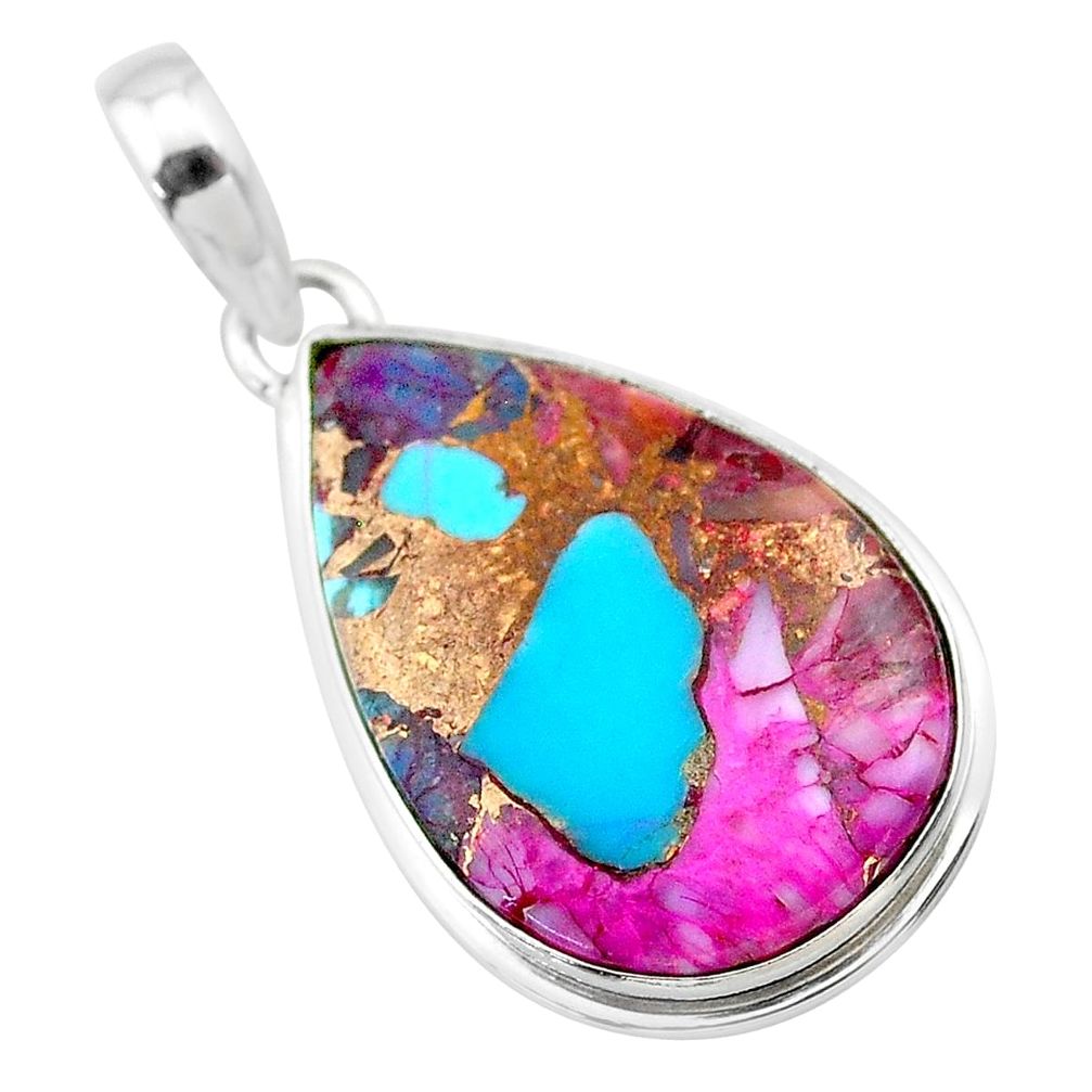 12.58cts spiny oyster arizona turquoise 925 sterling silver pendant t32281