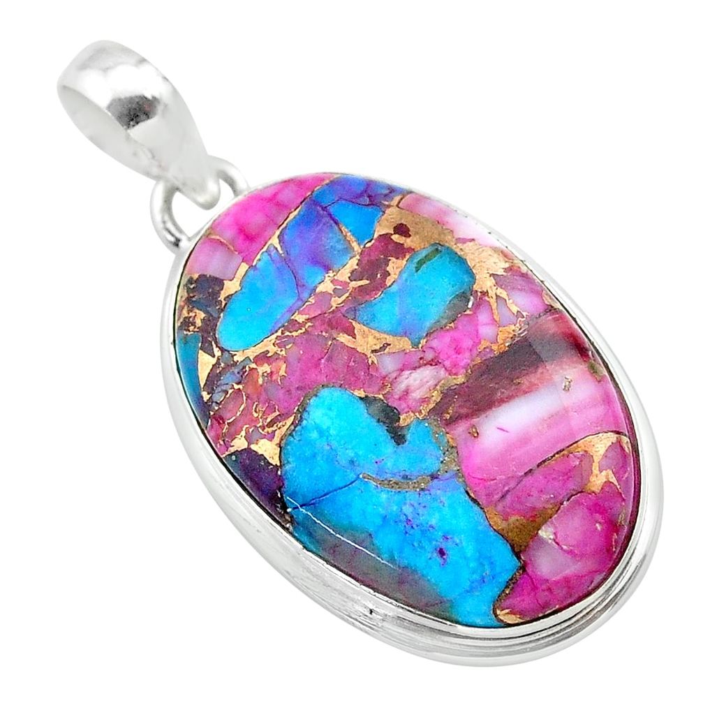 14.23cts spiny oyster arizona turquoise 925 sterling silver pendant t32301