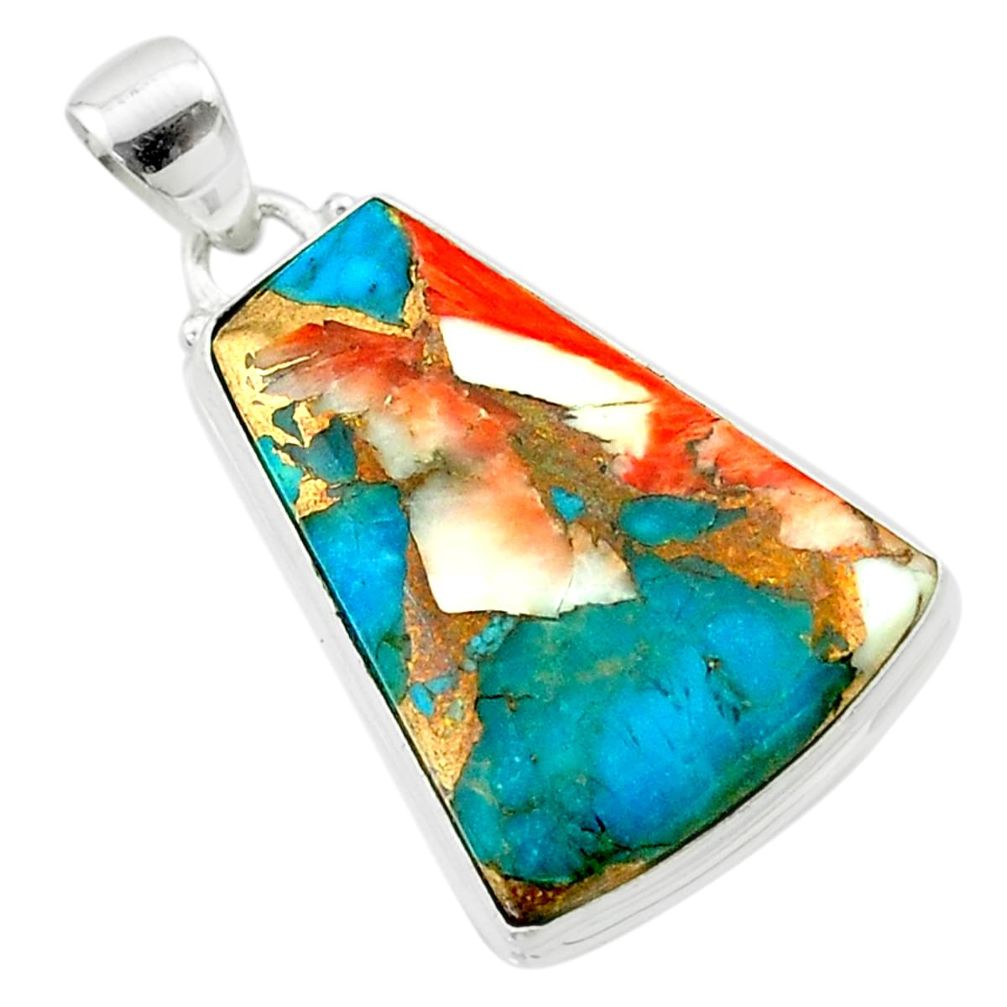 17.42cts spiny oyster arizona turquoise 925 sterling silver pendant t58538