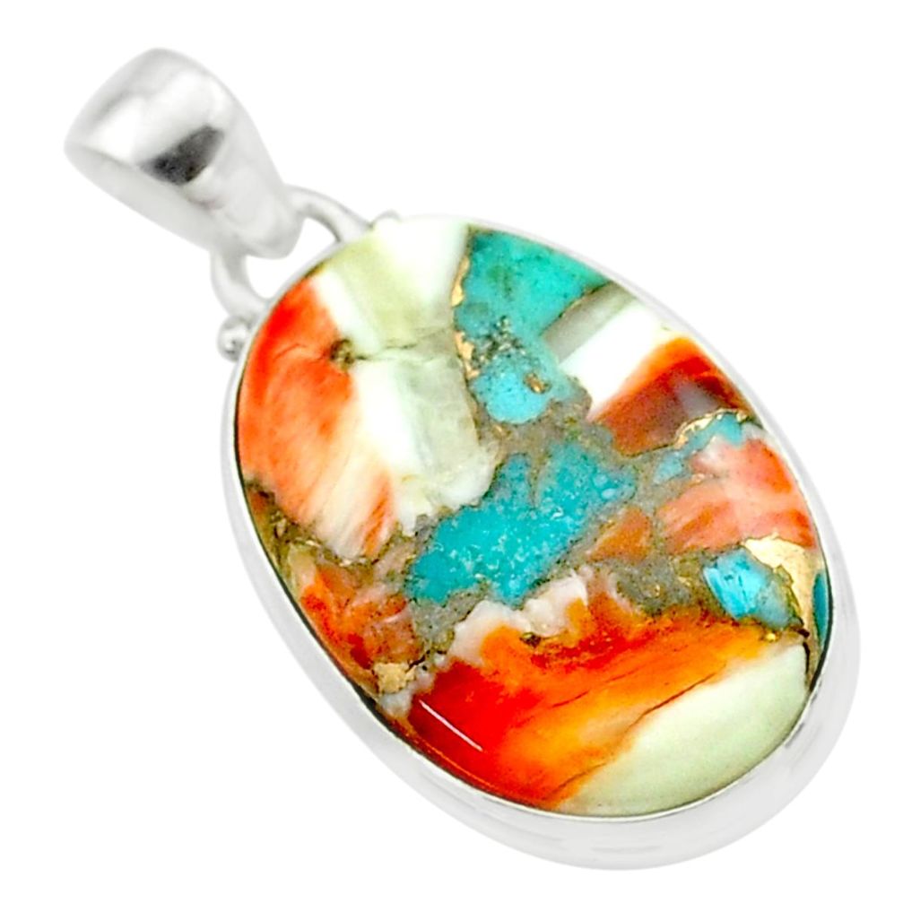 15.02cts spiny oyster arizona turquoise 925 sterling silver pendant t58601