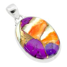 17.42cts spiny oyster arizona turquoise 925 sterling silver pendant t58638