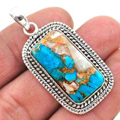 15.22cts spiny oyster arizona turquoise 925 sterling silver pendant t72488