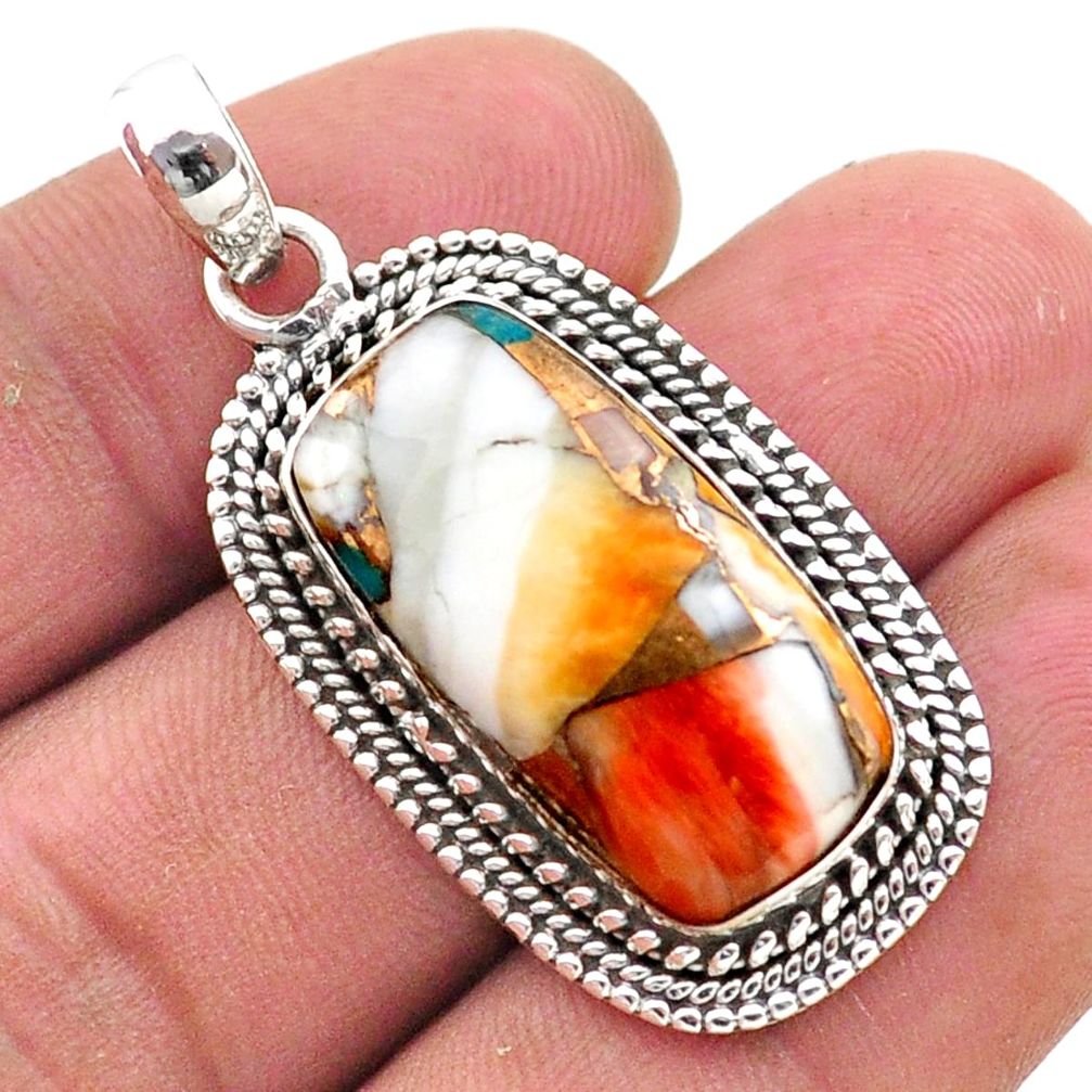 15.64cts spiny oyster arizona turquoise 925 sterling silver pendant t72492