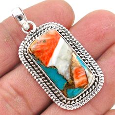 14.84cts spiny oyster arizona turquoise 925 sterling silver pendant t72494