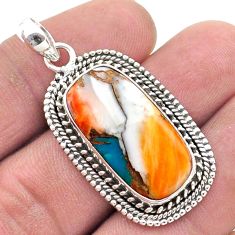 14.00cts spiny oyster arizona turquoise 925 sterling silver pendant t72499
