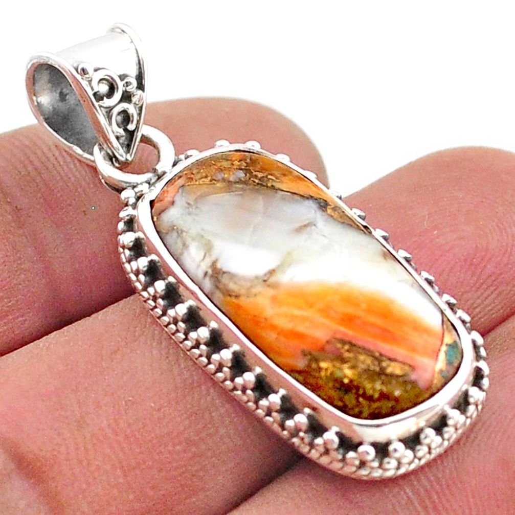 13.57cts spiny oyster arizona turquoise 925 sterling silver pendant t72529
