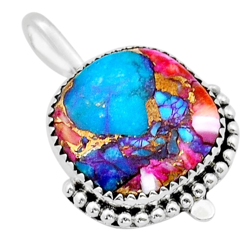 14.14cts spiny oyster arizona turquoise 925 sterling silver pendant u89781