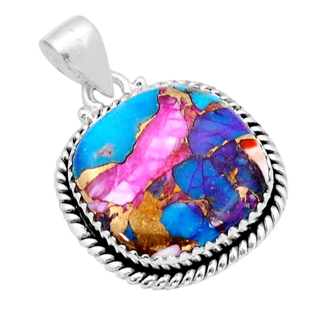 14.01cts spiny oyster arizona turquoise 925 sterling silver pendant u89807