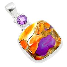 17.38cts spiny oyster arizona turquoise amethyst 925 silver pendant t58685