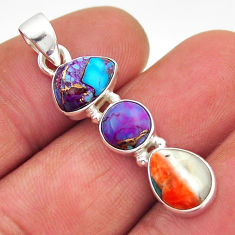 7.00cts spiny oyster arizona turquoise copper turquoise silver pendant n17725