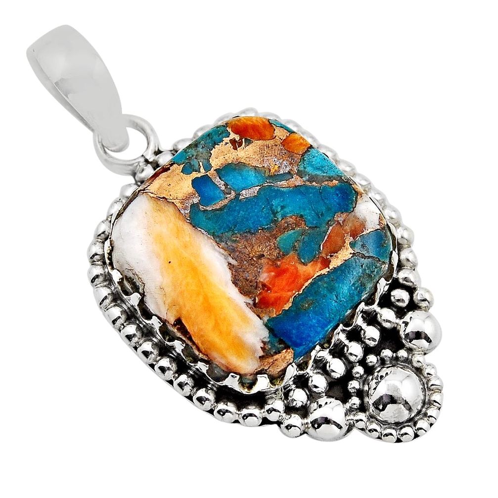 17.18cts spiny oyster arizona turquoise cushion sterling silver pendant y95298