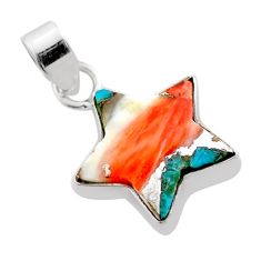 7.66cts spiny oyster arizona turquoise fancy 925 silver star fish pendant t76053