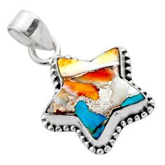 7.15cts spiny oyster arizona turquoise fancy 925 silver star fish pendant t76056