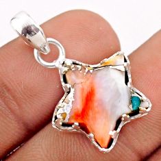 8.07cts spiny oyster arizona turquoise fancy 925 silver star fish pendant t76067