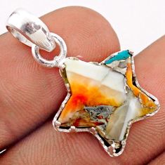 7.97cts spiny oyster arizona turquoise fancy 925 silver star fish pendant t76070