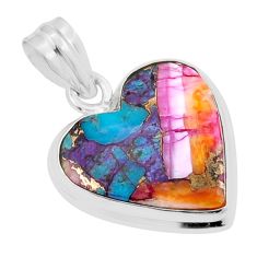12.53cts spiny oyster arizona turquoise heart 925 sterling silver pendant y25341