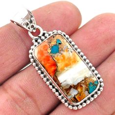 13.57cts spiny oyster arizona turquoise octagan 925 silver pendant t72490
