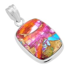 16.37cts spiny oyster arizona turquoise octagan sterling silver pendant y25323
