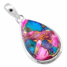 16.20cts spiny oyster arizona turquoise pear 925 sterling silver pendant t32283
